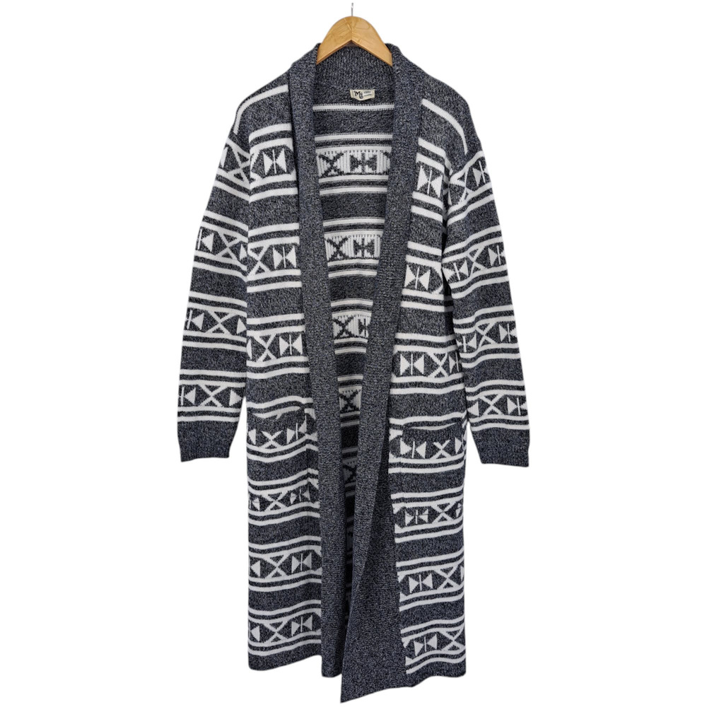 Show Me Your MuMu Trench Cardigan Nordic Knit Long Sweater Gray Women's Size XL